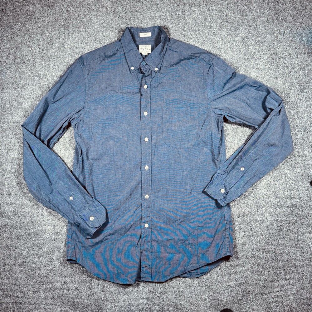 J Crew Gray Slim Fit Stretch Secret Wash Long Sleeve Button Shirt Men’s Medium - Picture 3 of 6